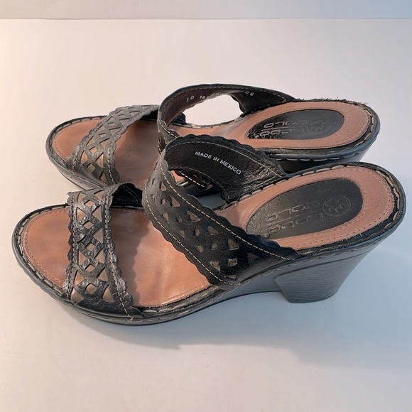 Lobo Solo Sandals Black And White Bronze Size 10 - Picture 2 of 4
